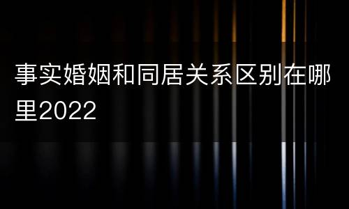 事实婚姻和同居关系区别在哪里2022