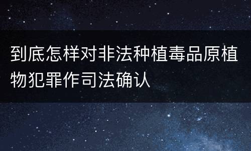 到底怎样对非法种植毒品原植物犯罪作司法确认
