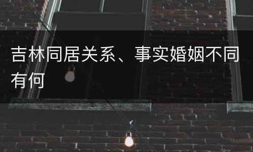 吉林同居关系、事实婚姻不同有何