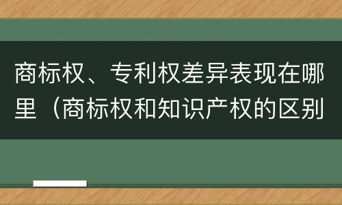 商标权、专利权差异表现在哪里（商标权和知识产权的区别）
