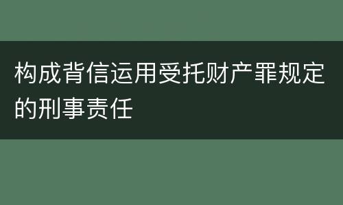 构成背信运用受托财产罪规定的刑事责任