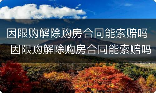因限购解除购房合同能索赔吗 因限购解除购房合同能索赔吗知乎