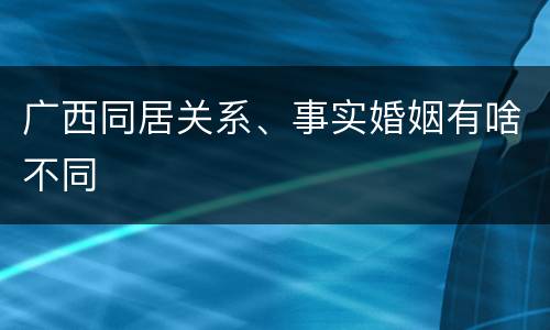 广西同居关系、事实婚姻有啥不同