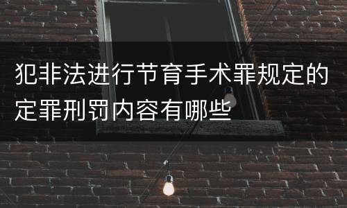 犯非法进行节育手术罪规定的定罪刑罚内容有哪些