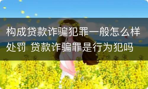 构成贷款诈骗犯罪一般怎么样处罚 贷款诈骗罪是行为犯吗