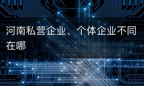 河南私营企业、个体企业不同在哪