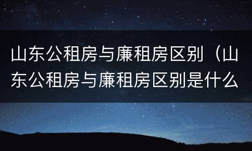 山东公租房与廉租房区别(山东公租房与廉租房区别是什么)