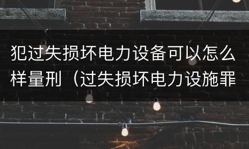 犯过失损坏电力设备可以怎么样量刑（过失损坏电力设施罪）