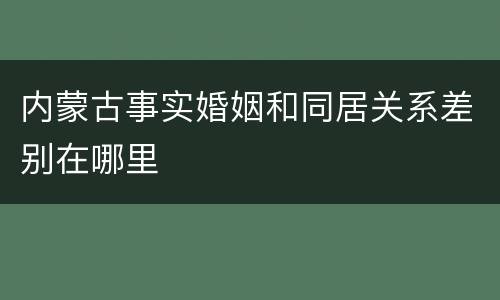 内蒙古事实婚姻和同居关系差别在哪里