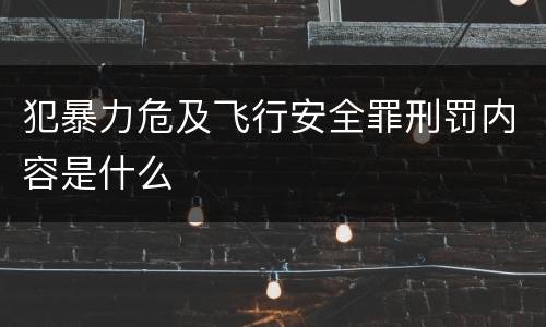 犯暴力危及飞行安全罪刑罚内容是什么