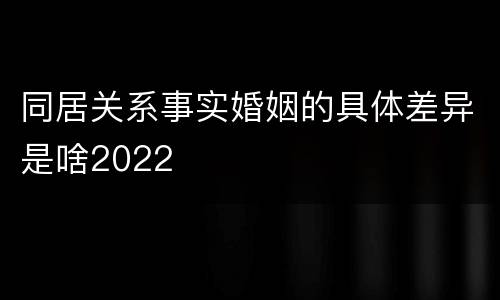 同居关系事实婚姻的具体差异是啥2022