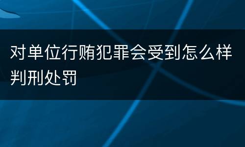 对单位行贿犯罪会受到怎么样判刑处罚