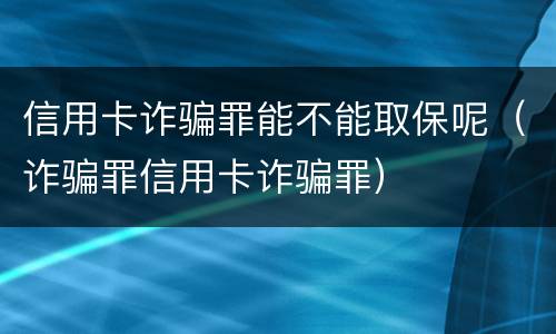 信用卡诈骗罪能不能取保呢（诈骗罪信用卡诈骗罪）