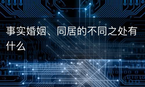 事实婚姻、同居的不同之处有什么