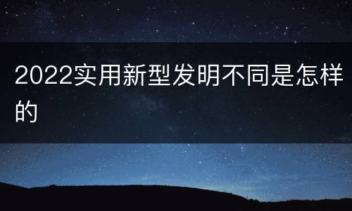 2022实用新型发明不同是怎样的