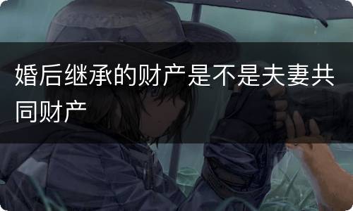 婚后继承的财产是不是夫妻共同财产