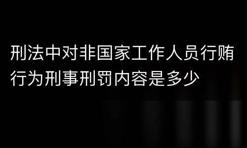 刑法中对非国家工作人员行贿行为刑事刑罚内容是多少