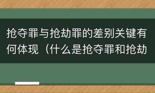 抢夺罪与抢劫罪的差别关键有何体现（什么是抢夺罪和抢劫罪）