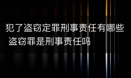 犯了盗窃定罪刑事责任有哪些 盗窃罪是刑事责任吗