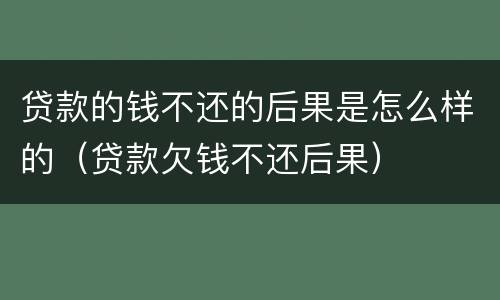 贷款的钱不还的后果是怎么样的（贷款欠钱不还后果）