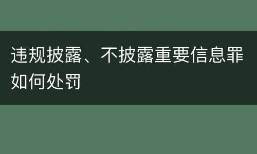 违规披露、不披露重要信息罪如何处罚