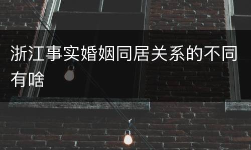 浙江事实婚姻同居关系的不同有啥
