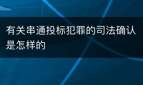 有关串通投标犯罪的司法确认是怎样的
