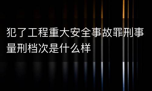 犯了工程重大安全事故罪刑事量刑档次是什么样