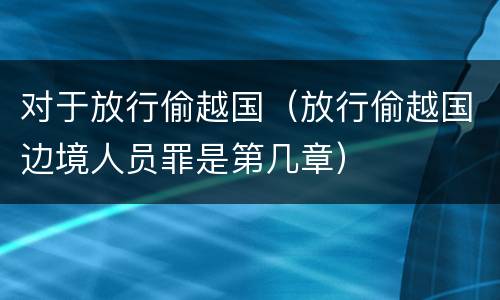 对于放行偷越国（放行偷越国边境人员罪是第几章）