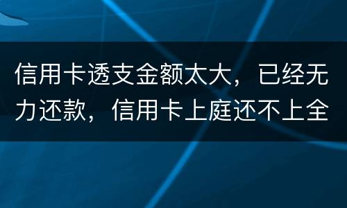 信用卡透支金额太大，已经无力还款，信用卡上庭还不上全款怎么办
