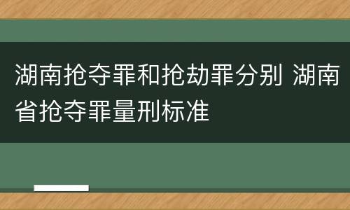 湖南抢夺罪和抢劫罪分别 湖南省抢夺罪量刑标准
