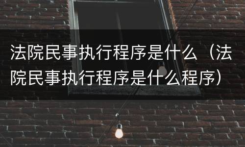法院民事执行程序是什么（法院民事执行程序是什么程序）