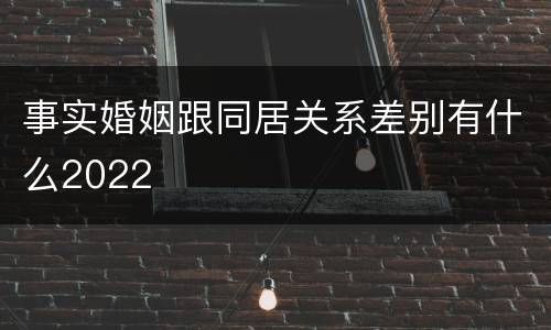 事实婚姻跟同居关系差别有什么2022