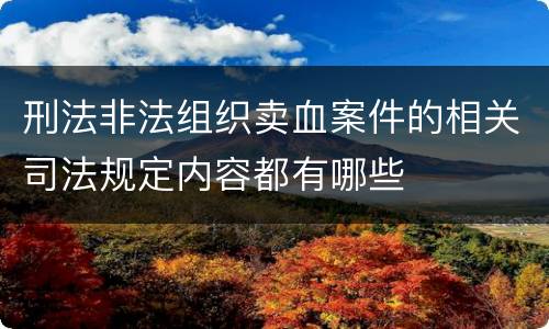 刑法非法组织卖血案件的相关司法规定内容都有哪些