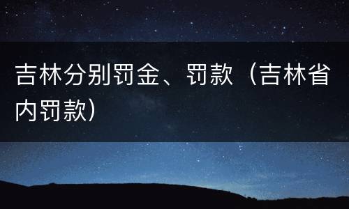 吉林分别罚金、罚款（吉林省内罚款）