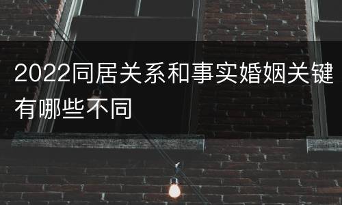 2022同居关系和事实婚姻关键有哪些不同