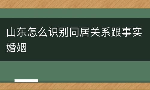 山东怎么识别同居关系跟事实婚姻