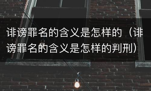 诽谤罪名的含义是怎样的（诽谤罪名的含义是怎样的判刑）