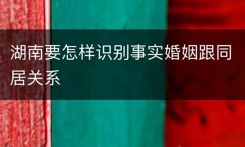 湖南要怎样识别事实婚姻跟同居关系