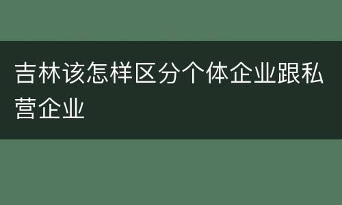 吉林该怎样区分个体企业跟私营企业