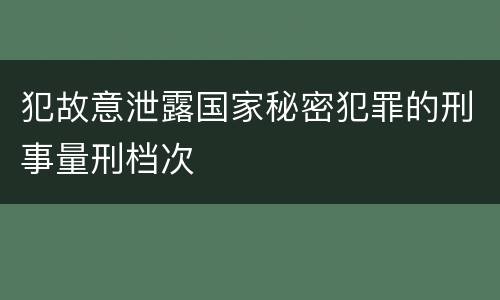 犯故意泄露国家秘密犯罪的刑事量刑档次