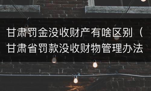 甘肃罚金没收财产有啥区别（甘肃省罚款没收财物管理办法）