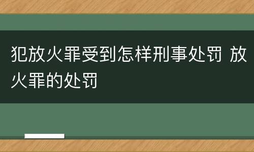 犯放火罪受到怎样刑事处罚 放火罪的处罚