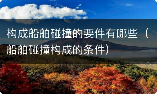 构成船舶碰撞的要件有哪些（船舶碰撞构成的条件）