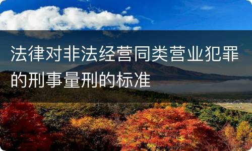 法律对非法经营同类营业犯罪的刑事量刑的标准