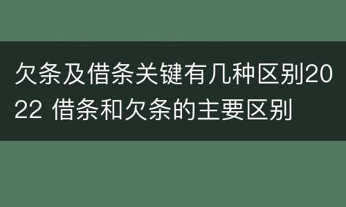 欠条及借条关键有几种区别2022 借条和欠条的主要区别