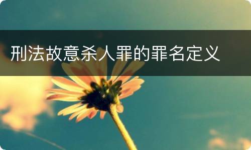 刑法故意杀人罪的罪名定义