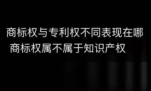 商标权与专利权不同表现在哪 商标权属不属于知识产权