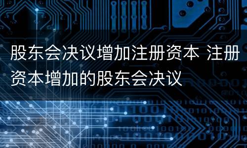 股东会决议增加注册资本 注册资本增加的股东会决议