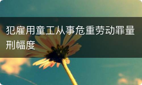 犯雇用童工从事危重劳动罪量刑幅度